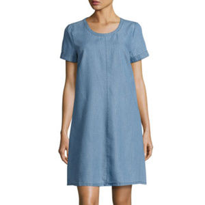 Neiman Marcus Pin-Dot Short-Sleeve Shift Dress NWT